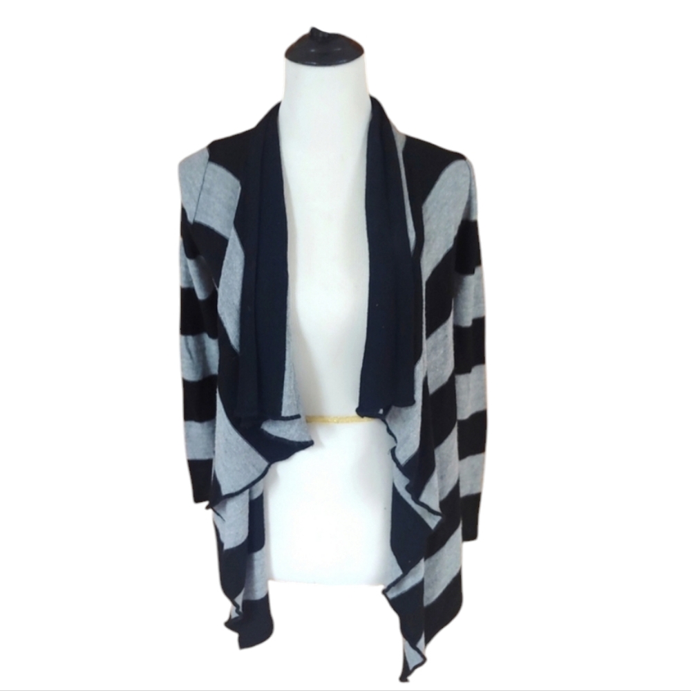 B2G1 FREE! Black and Gray Striped Cardigan Sweater